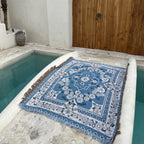 Blue Daisy Bloom Boho Travel Blanket