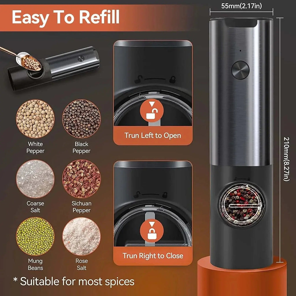 Elektrisches Gewürzmühlen-Set mit USB-C-Ladestation