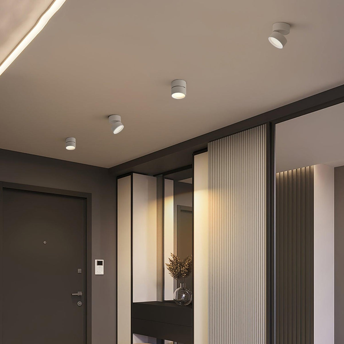 Aluminium-Deckenleuchte 10 cm verstellbar, Schwarz/Weiß, 7W LED Warmweiß