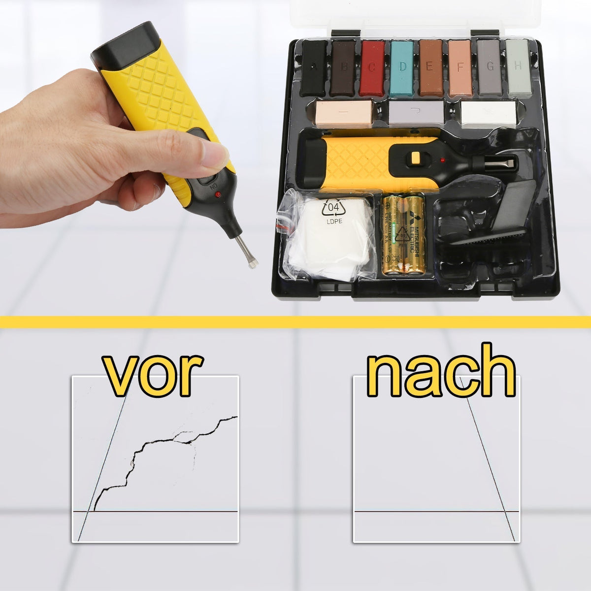 Fliesen-Reparaturset mit Wachsstangen