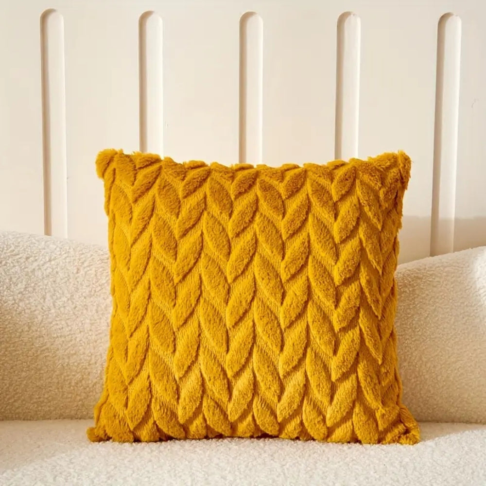 Geo Leaves Embroidered Cushion Cover
