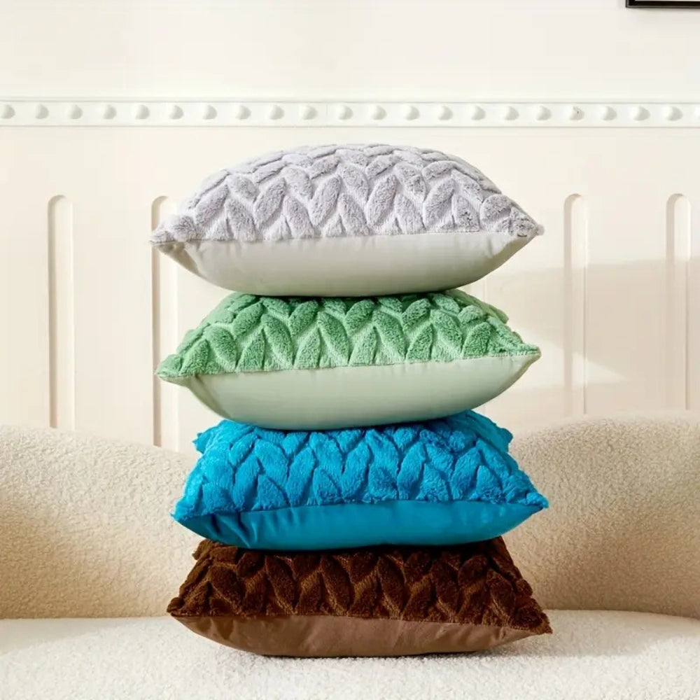 Geo Leaves Embroidered Cushion Cover