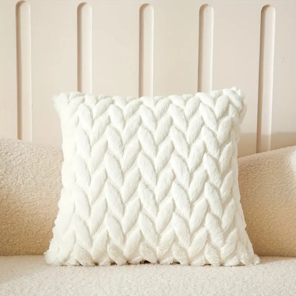 Geo Leaves Embroidered Cushion Cover