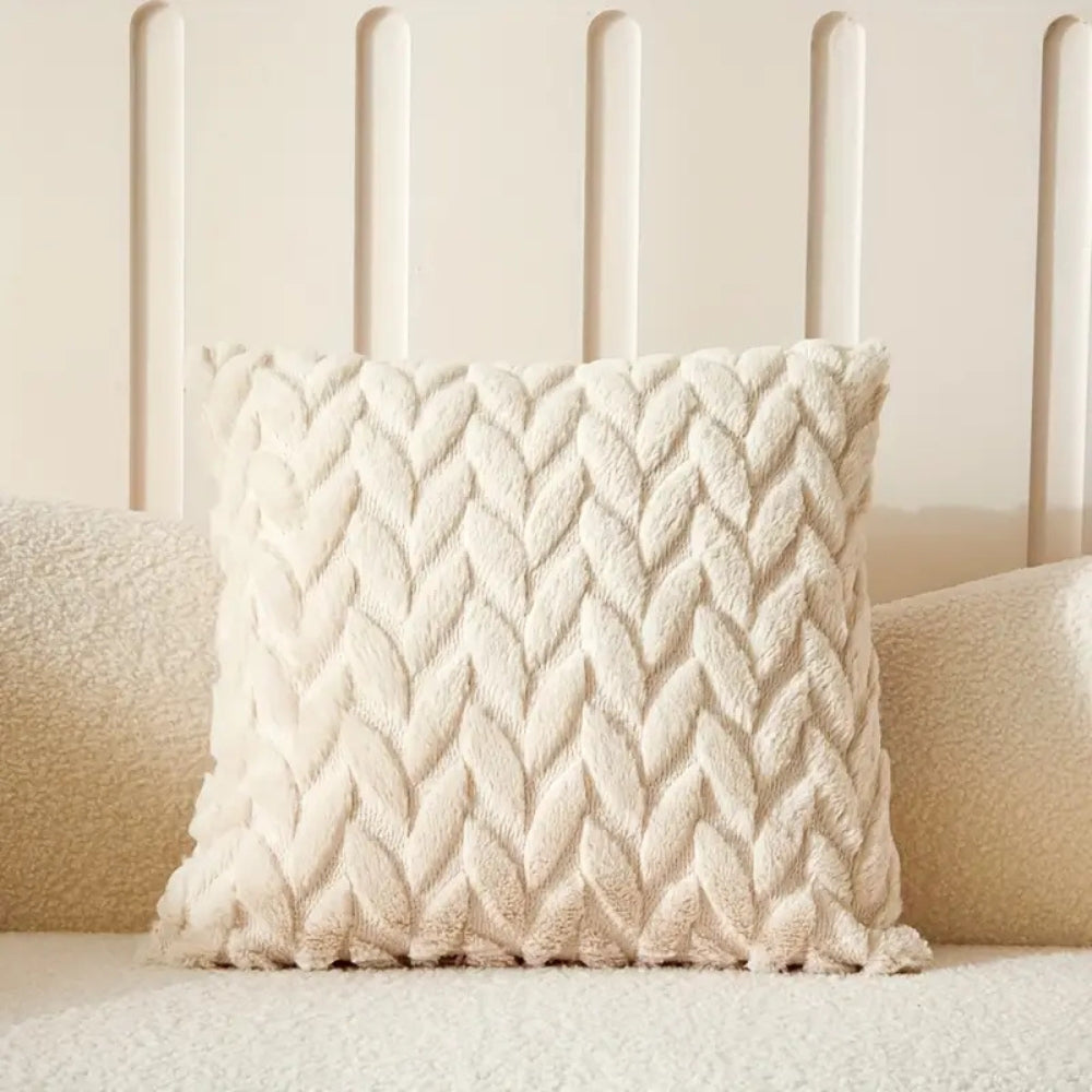 Geo Leaves Embroidered Cushion Cover