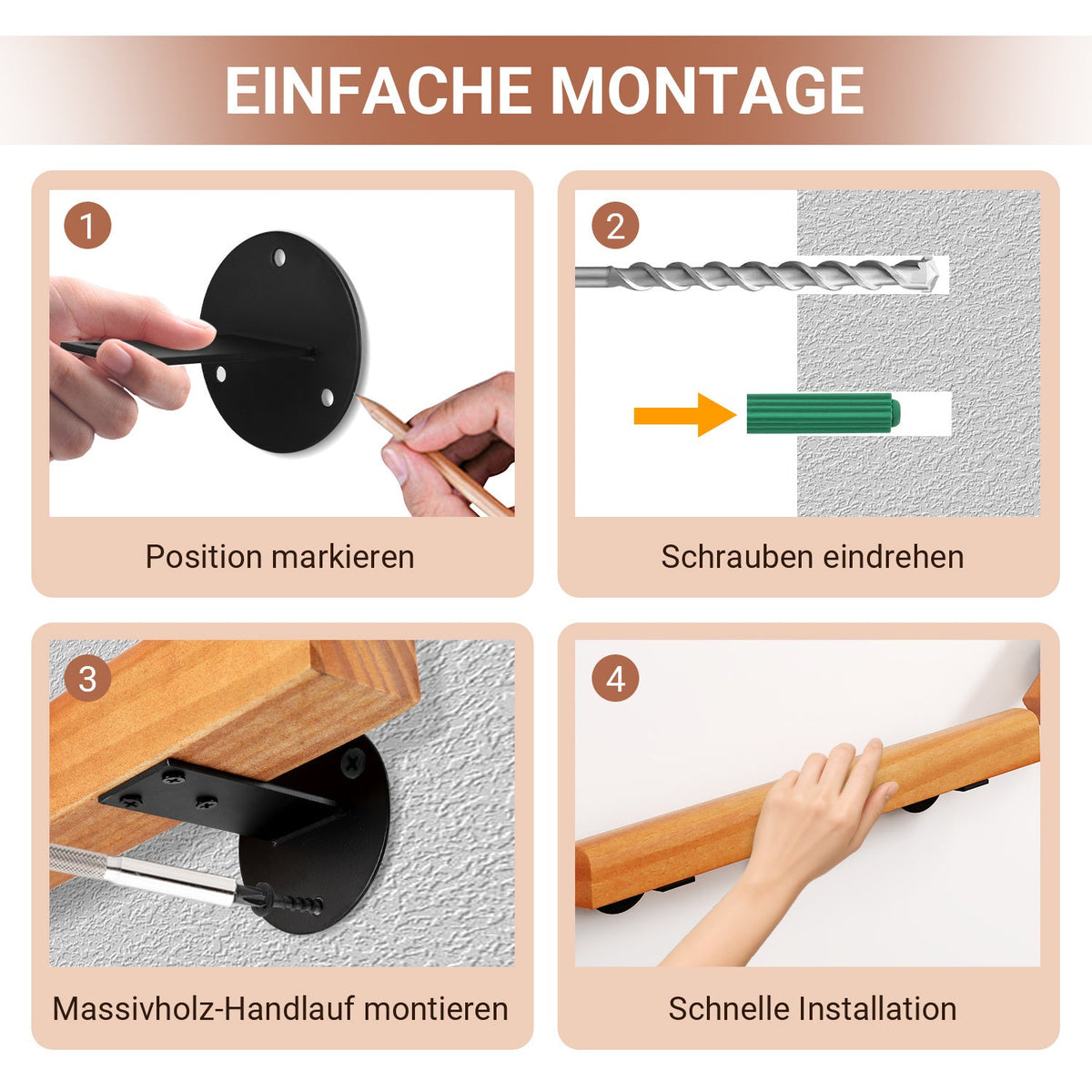 Handlauf Treppengeländer Kiefernholz halbrunde Form