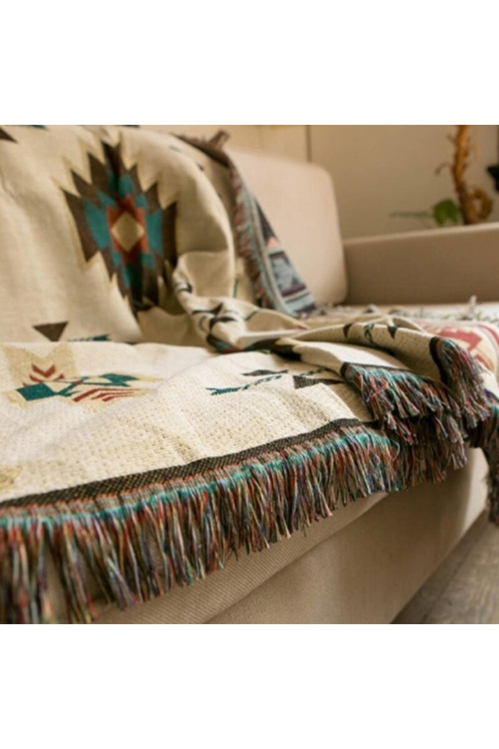 Geometric sofa blanket