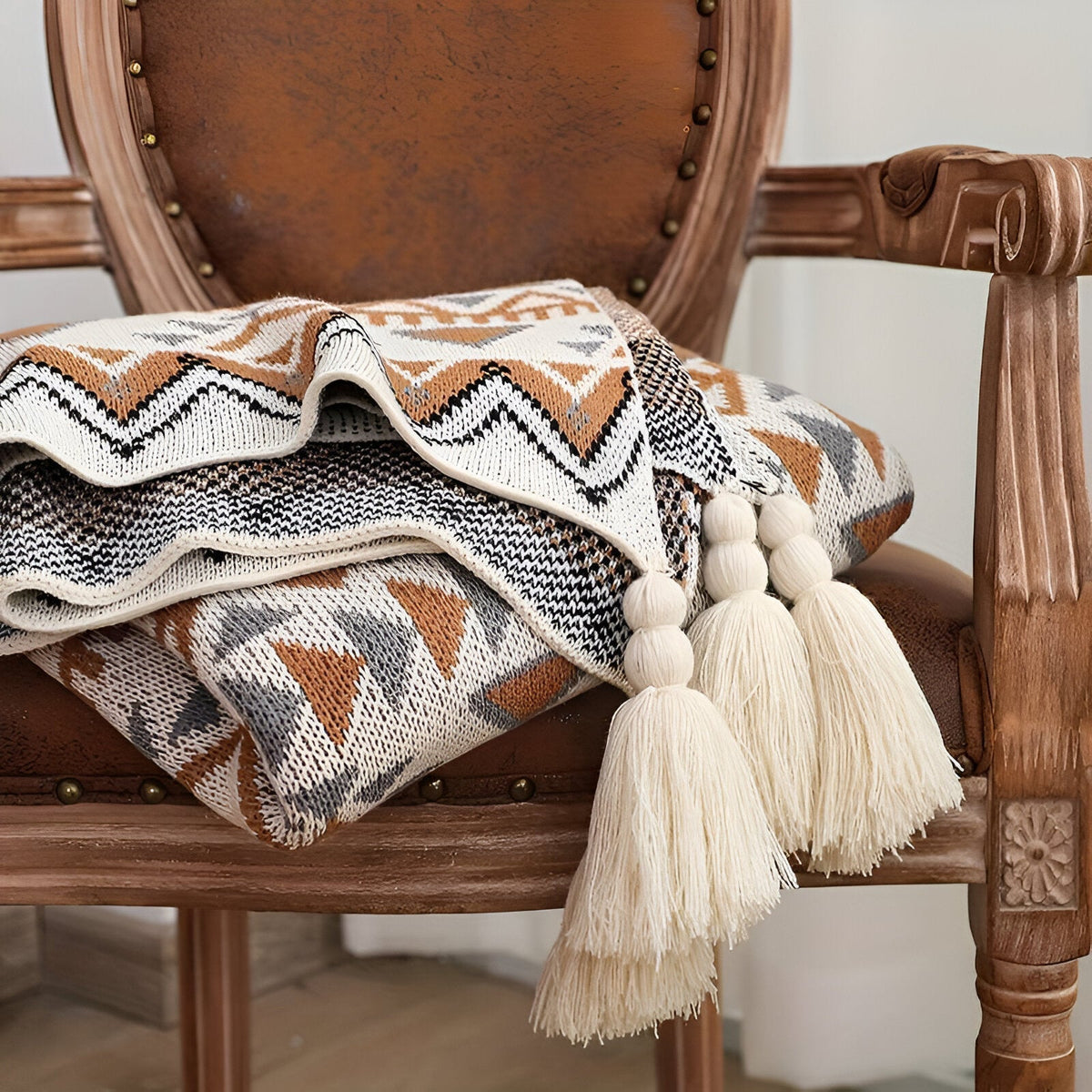 Geometrische Boho-Fleece-Decke