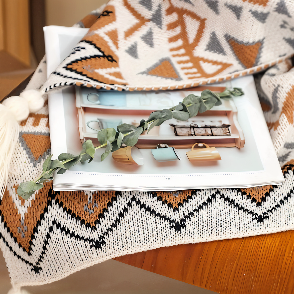 Geometrische Boho-Fleece-Decke