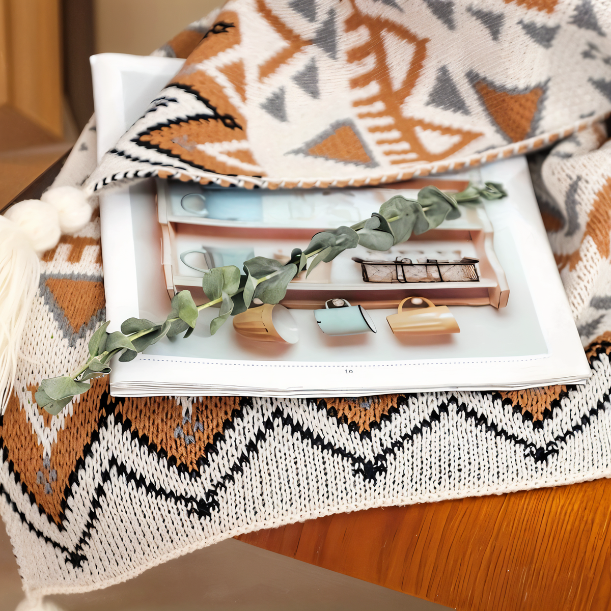 Geometrische Boho-Fleece-Decke