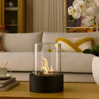 Stylish Metal Table Element with Black Base