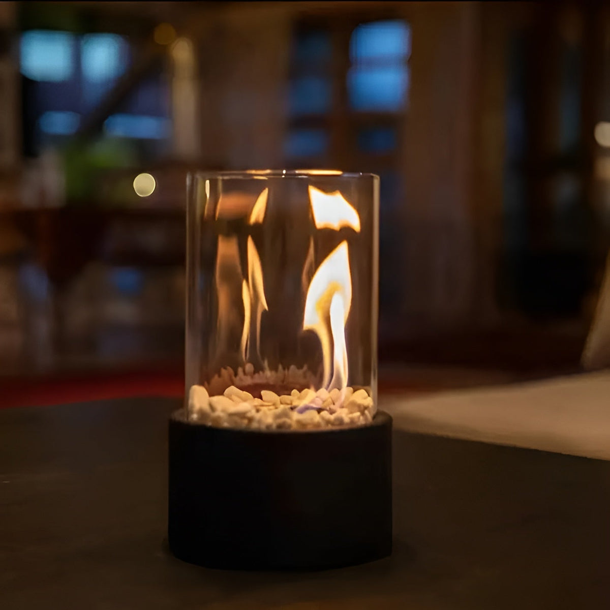 Stylish Metal Table Element with Black Base