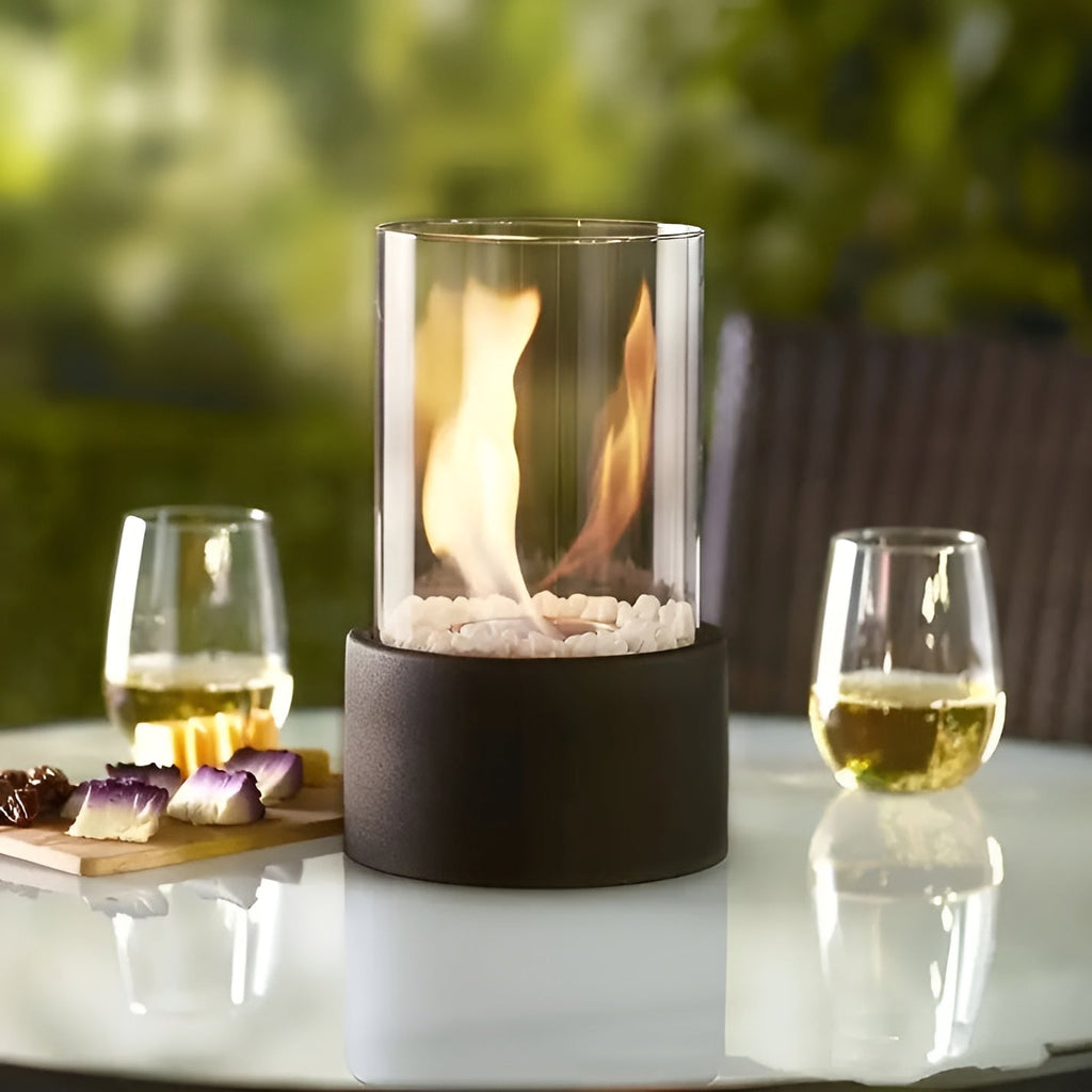 Stylish Metal Table Element with Black Base