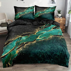 Jade Opulent Gold Accent Duvet Cover Set