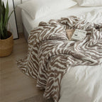 Knitted Zebra Pattern Throw Blanket – Lightweight Microfiber Blend for Cozy Comfort, 47x59 5