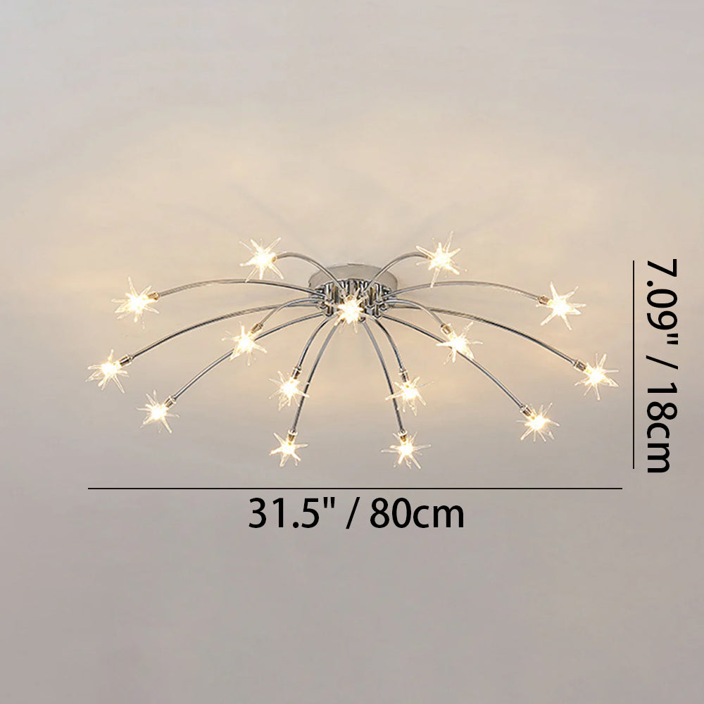 Deckenleuchte Metall Glas 24 Zoll Halbbündig für Innenräume Wohnzimmer Esszimmer Schlafzimmer LED