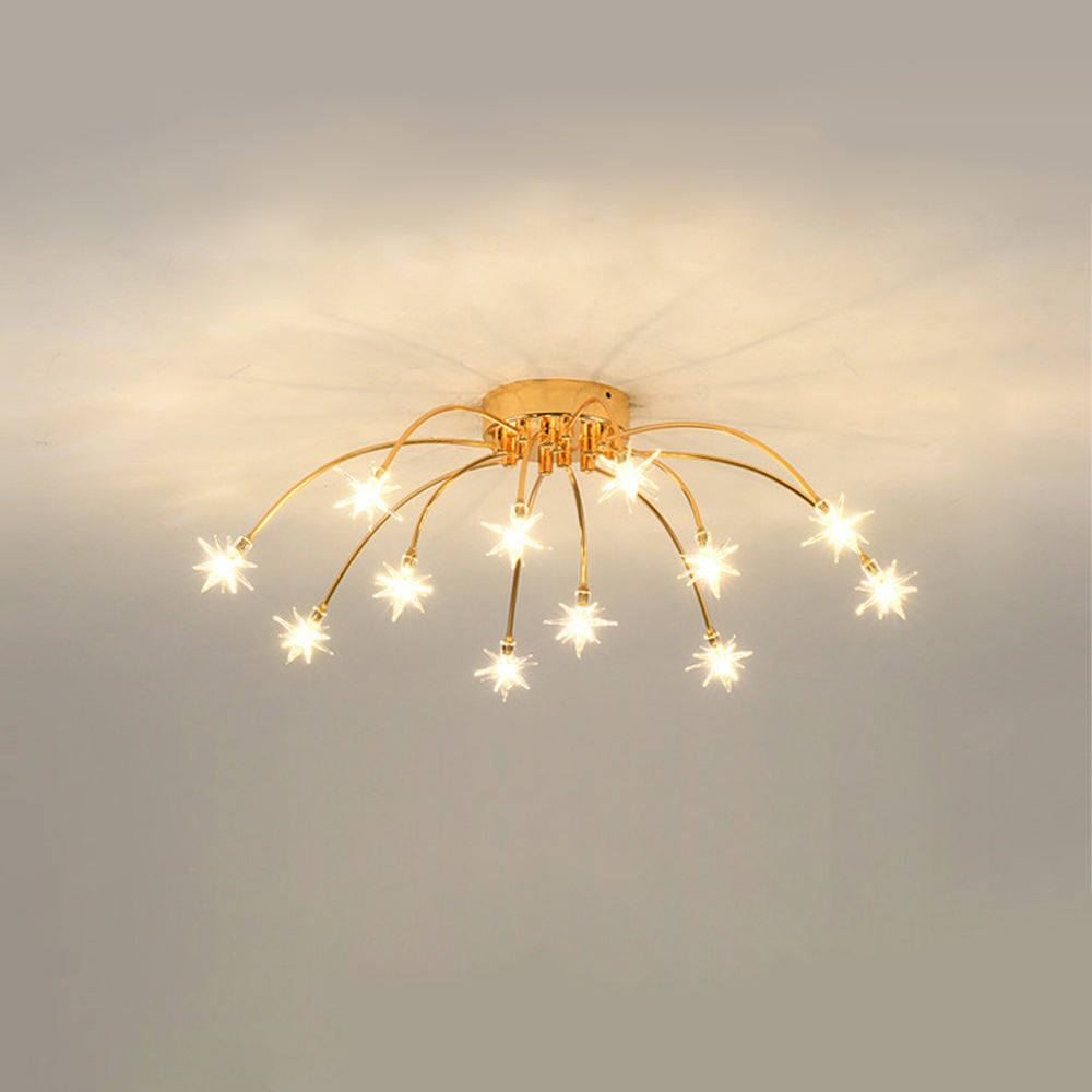 Deckenleuchte Metall Glas 24 Zoll Halbbündig für Innenräume Wohnzimmer Esszimmer Schlafzimmer LED