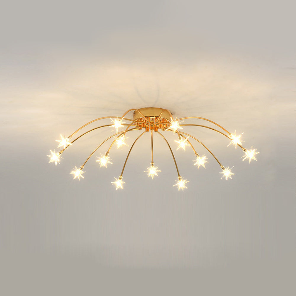 Deckenleuchte Metall Glas 24 Zoll Halbbündig für Innenräume Wohnzimmer Esszimmer Schlafzimmer LED