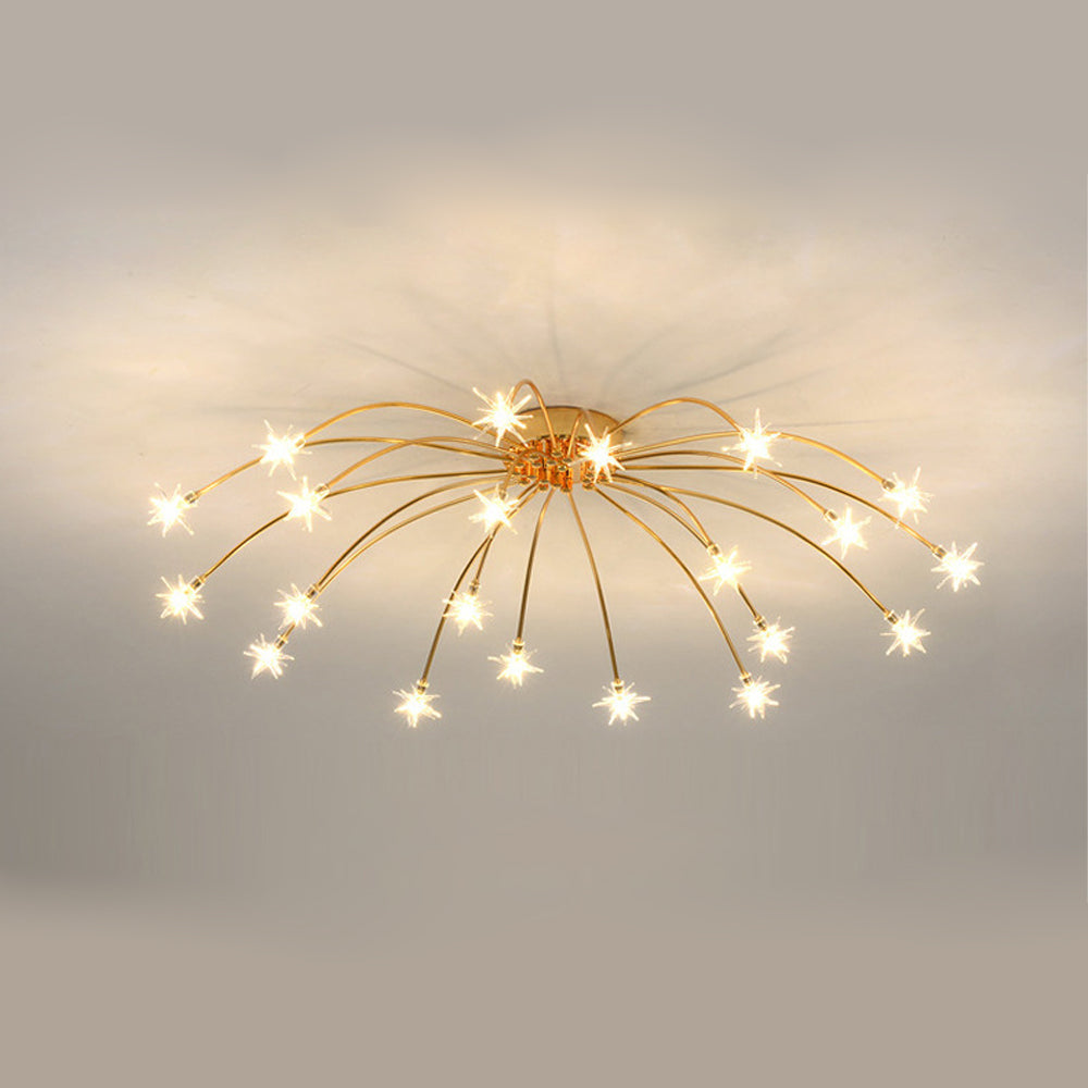 Deckenleuchte Metall Glas 24 Zoll Halbbündig für Innenräume Wohnzimmer Esszimmer Schlafzimmer LED