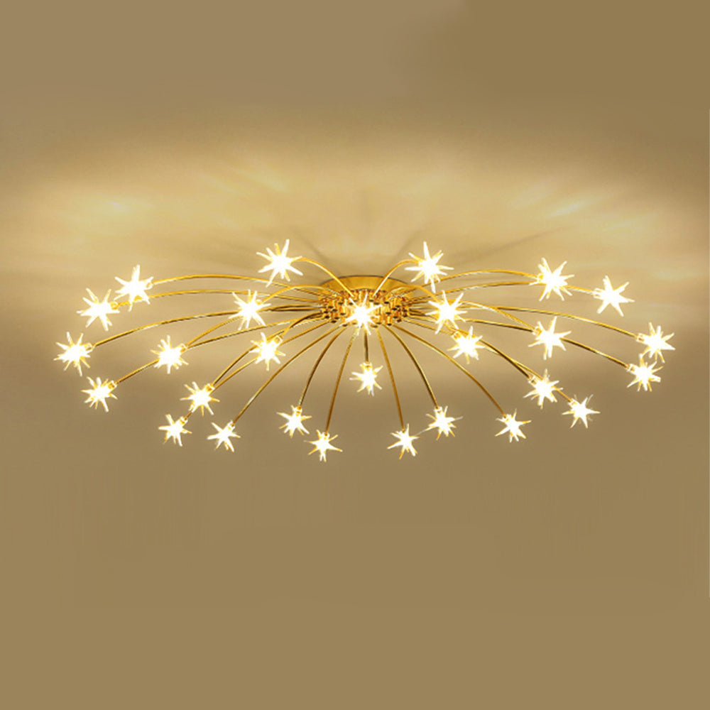 Deckenleuchte Metall Glas 24 Zoll Halbbündig für Innenräume Wohnzimmer Esszimmer Schlafzimmer LED
