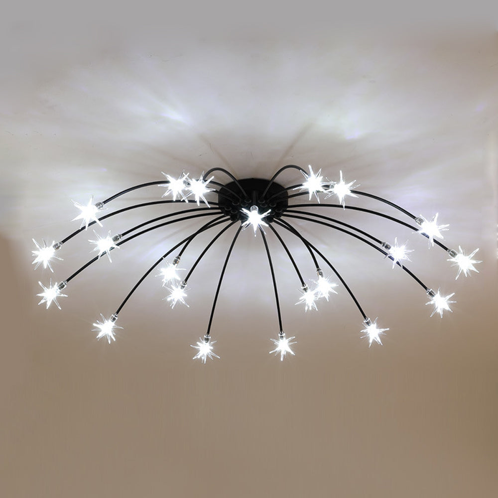 Deckenleuchte Metall Glas 24 Zoll Halbbündig für Innenräume Wohnzimmer Esszimmer Schlafzimmer LED