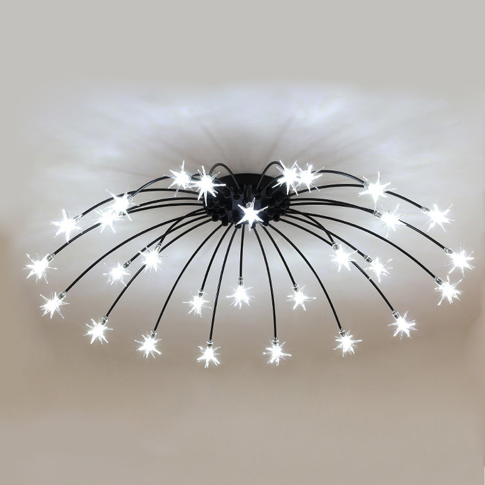 Deckenleuchte Metall Glas 24 Zoll Halbbündig für Innenräume Wohnzimmer Esszimmer Schlafzimmer LED