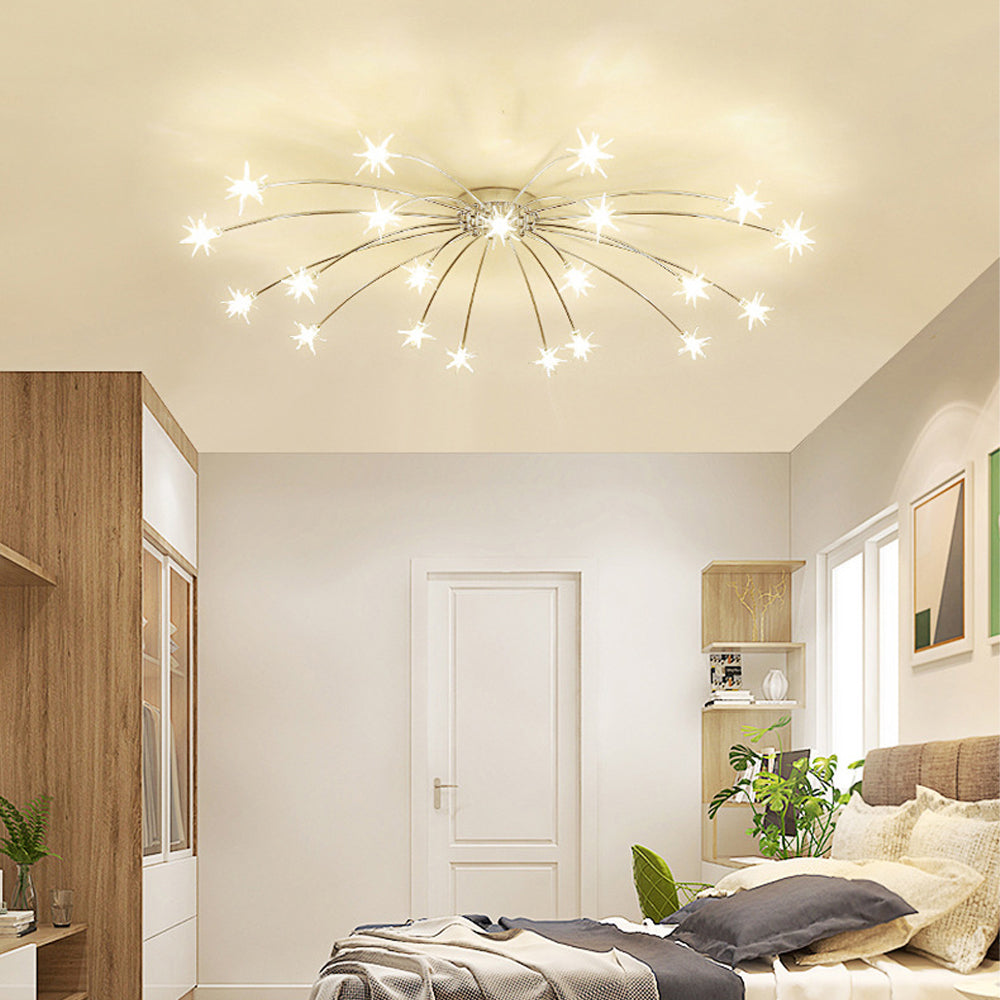 Deckenleuchte Metall Glas 24 Zoll Halbbündig für Innenräume Wohnzimmer Esszimmer Schlafzimmer LED