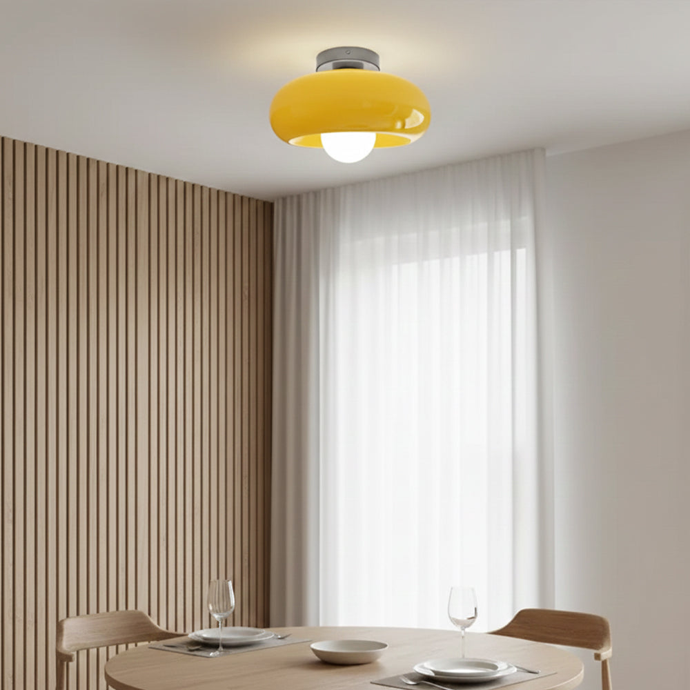 Deckenleuchte Glas 28 cm halb-bündig für Schlafzimmer Flur modern