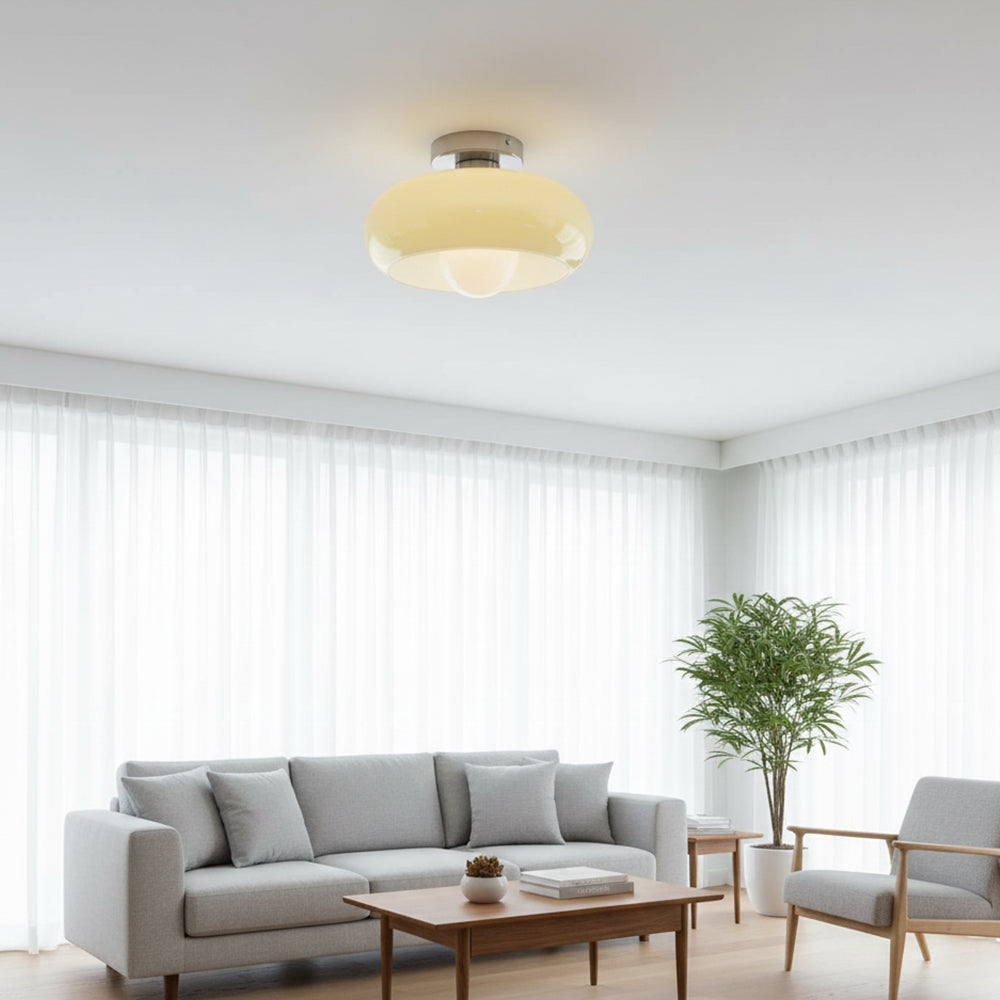 Deckenleuchte Glas 28 cm halb-bündig für Schlafzimmer Flur modern