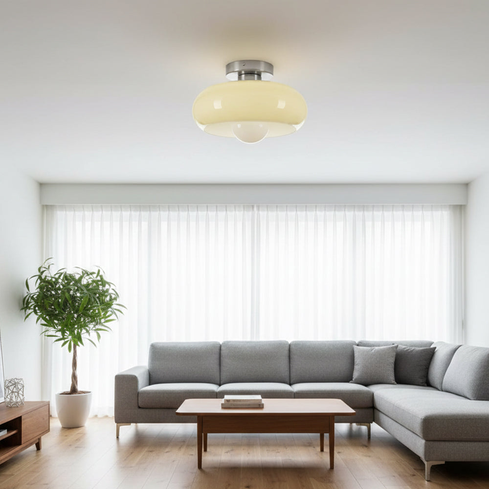 Deckenleuchte Glas 28 cm halb-bündig für Schlafzimmer Flur modern
