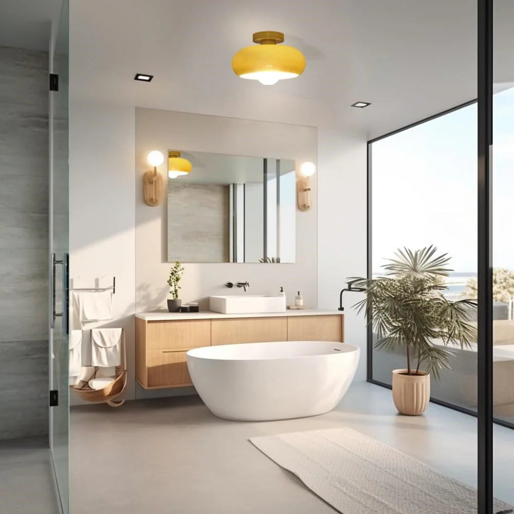 Deckenleuchte Glas 28 cm halb-bündig für Schlafzimmer Flur modern