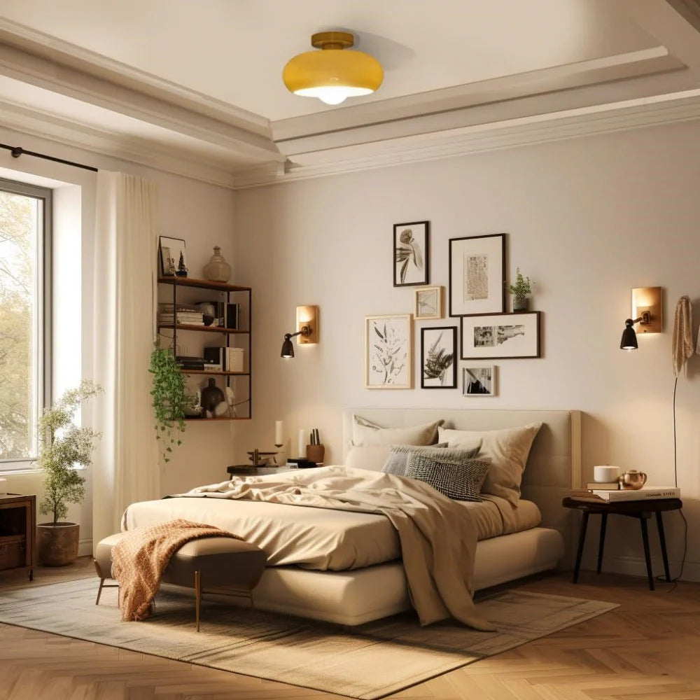 Deckenleuchte Glas 28 cm halb-bündig für Schlafzimmer Flur modern