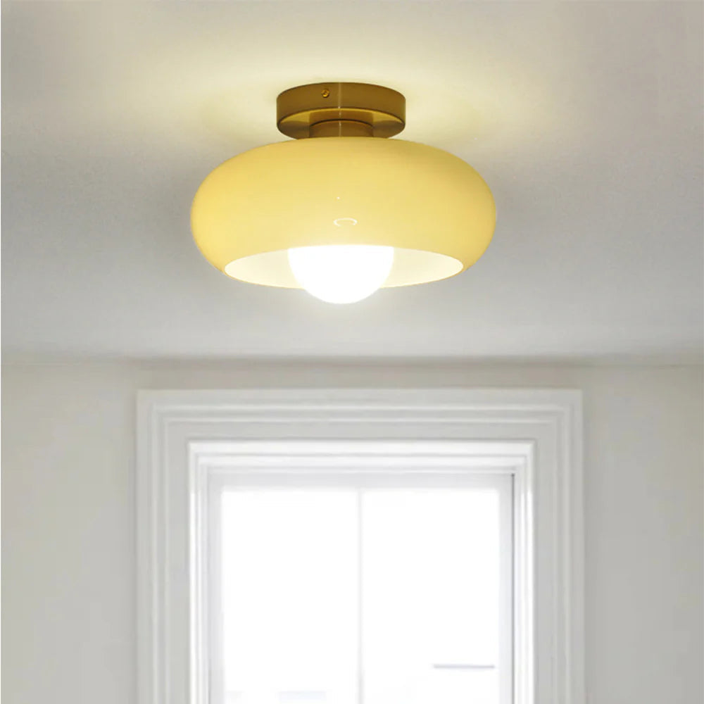 Deckenleuchte Glas 28 cm halb-bündig für Schlafzimmer Flur modern