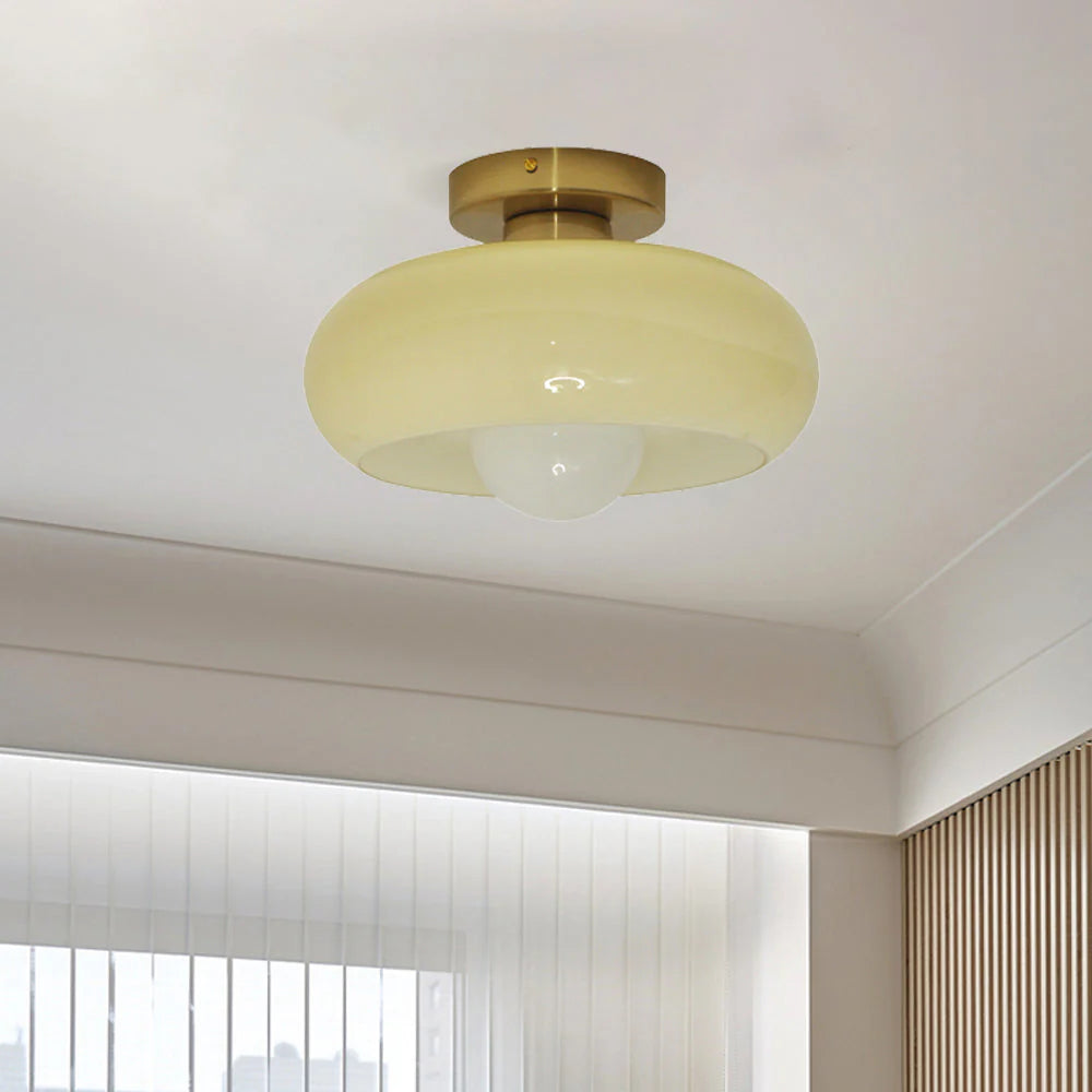 Deckenleuchte Glas 28 cm halb-bündig für Schlafzimmer Flur modern