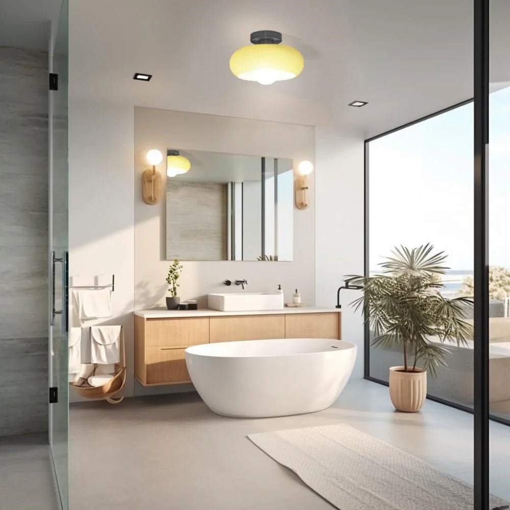 Deckenleuchte Glas 28 cm halb-bündig für Schlafzimmer Flur modern