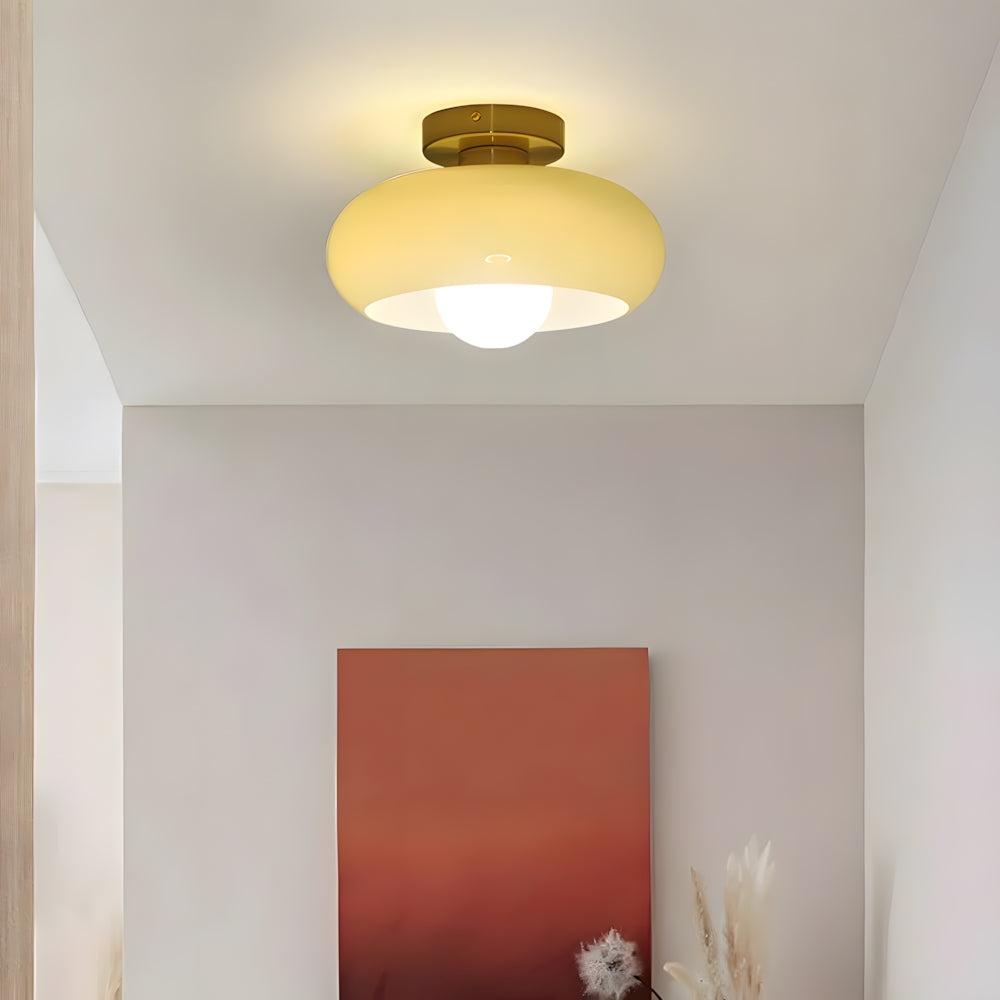 Deckenleuchte Glas 28 cm halb-bündig für Schlafzimmer Flur modern