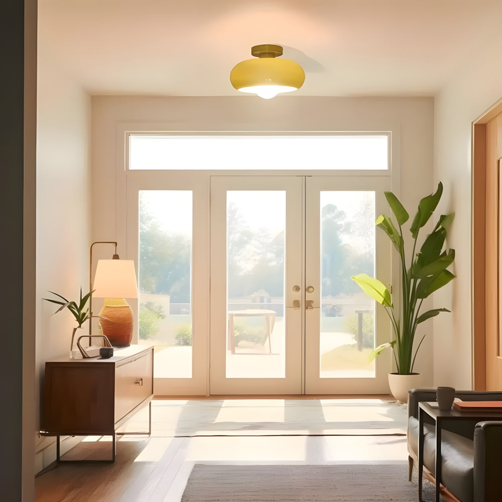 Deckenleuchte Glas 28 cm halb-bündig für Schlafzimmer Flur modern
