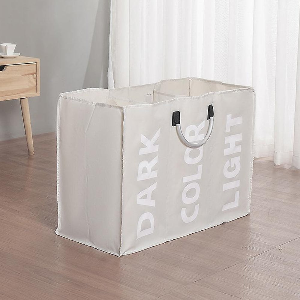 Laundry basket 3 compartments - foldable with handle