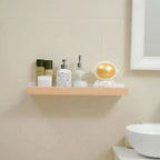 No-Drill Wall-Mounted Shower Shelf with Wooden Accents