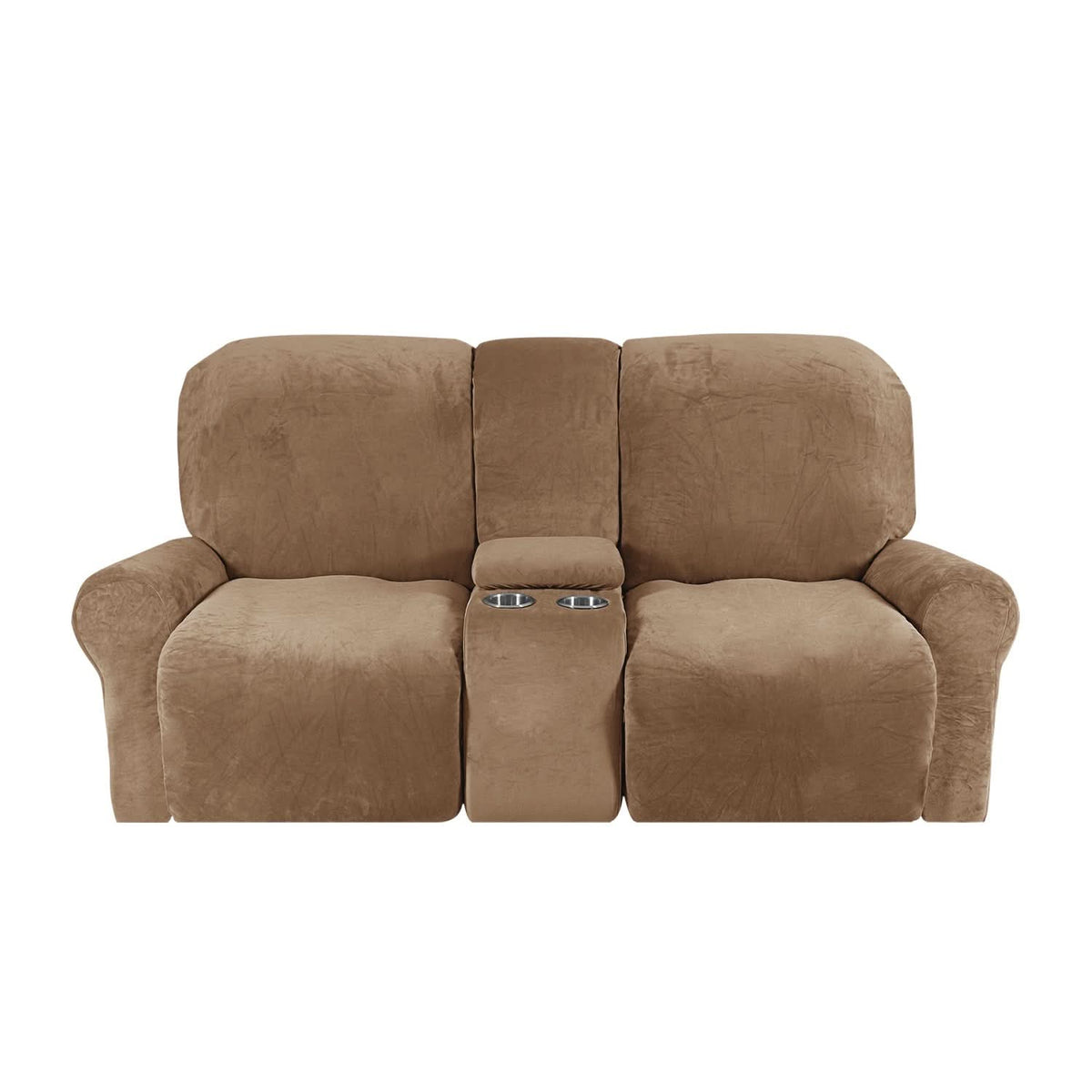 2-Sitzer Relaxsofa-Bezug mit Becherhaltern – Samtplüsch