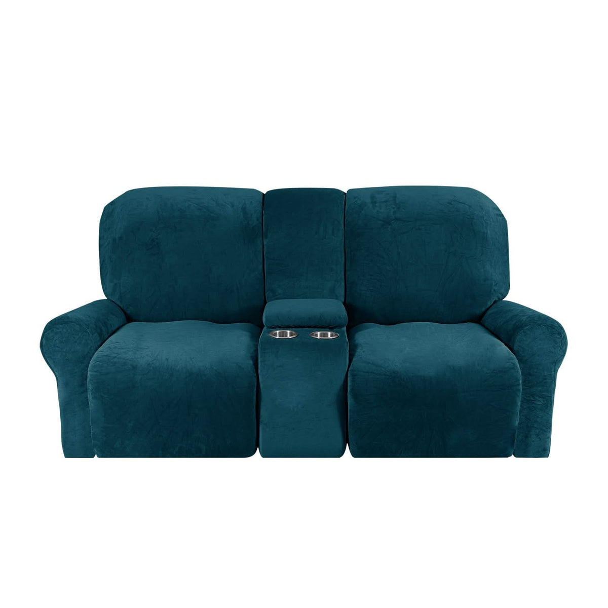 2-Sitzer Relaxsofa-Bezug mit Becherhaltern – Samtplüsch