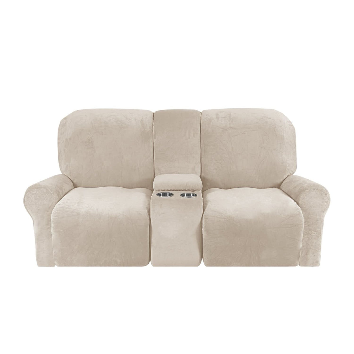 2-Sitzer Relaxsofa-Bezug mit Becherhaltern – Samtplüsch
