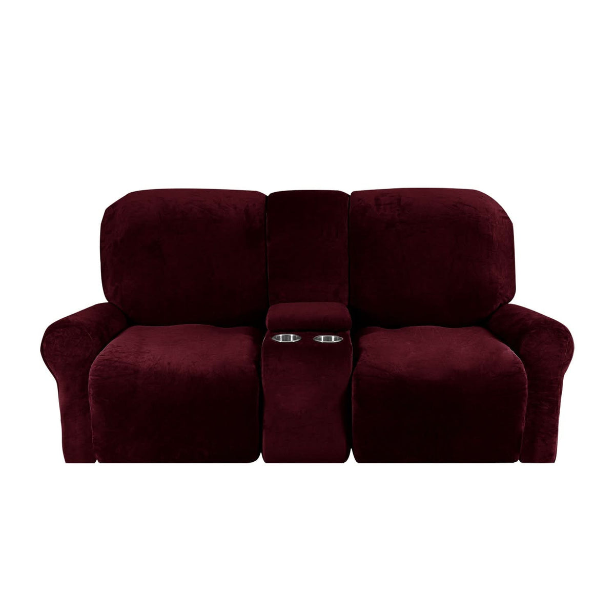 2-Sitzer Relaxsofa-Bezug mit Becherhaltern – Samtplüsch