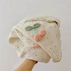 Unisex Cozy Muslin Blanket with Playful Pom-Pom Design