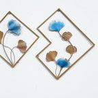 Decorative Metal Wall Art Set with Ginkgo Leaf and Floral Design