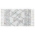 Boho-Badematte aus Baumwolle mit Fransen und geometrischem Rautenmuster