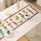 Festive Nutcracker Table Runner with Golden Fringes