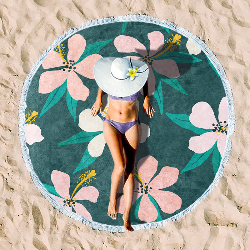 Rundes Strandtuch mit Sonnenuntergangs-Design