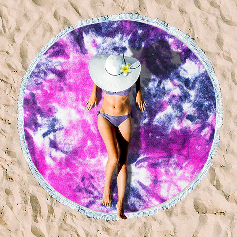 Rundes Strandtuch mit Sonnenuntergangs-Design