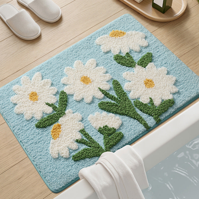 Textured Floral Bath Mat