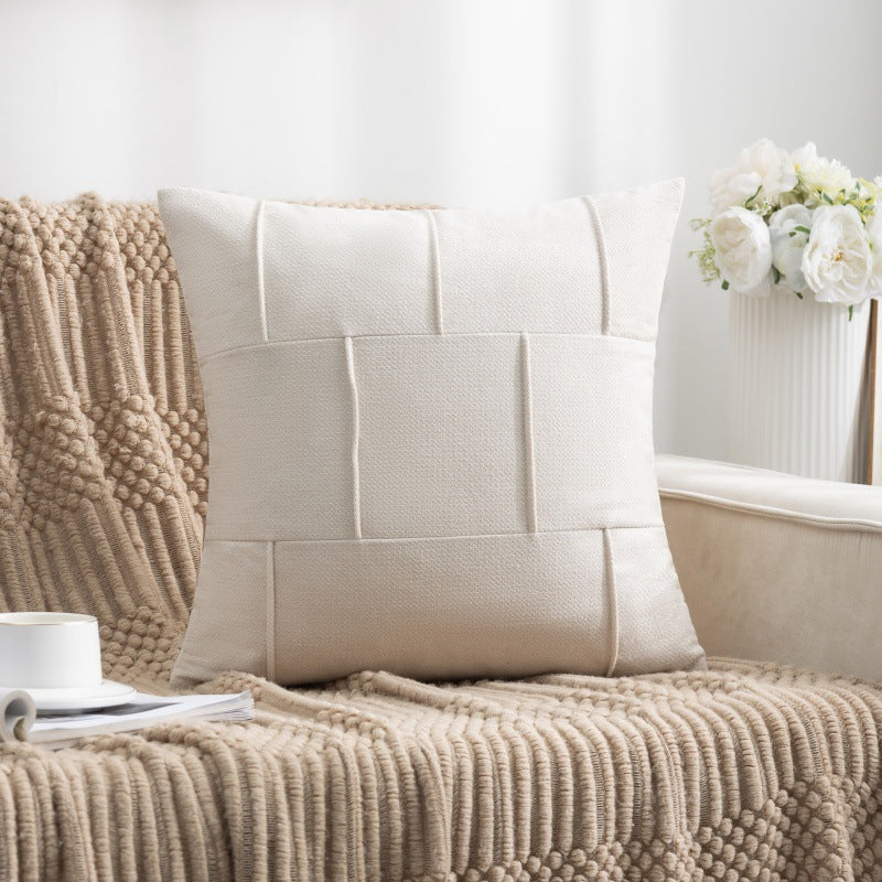 Square Textured Patchwork Throw Pillow Cover